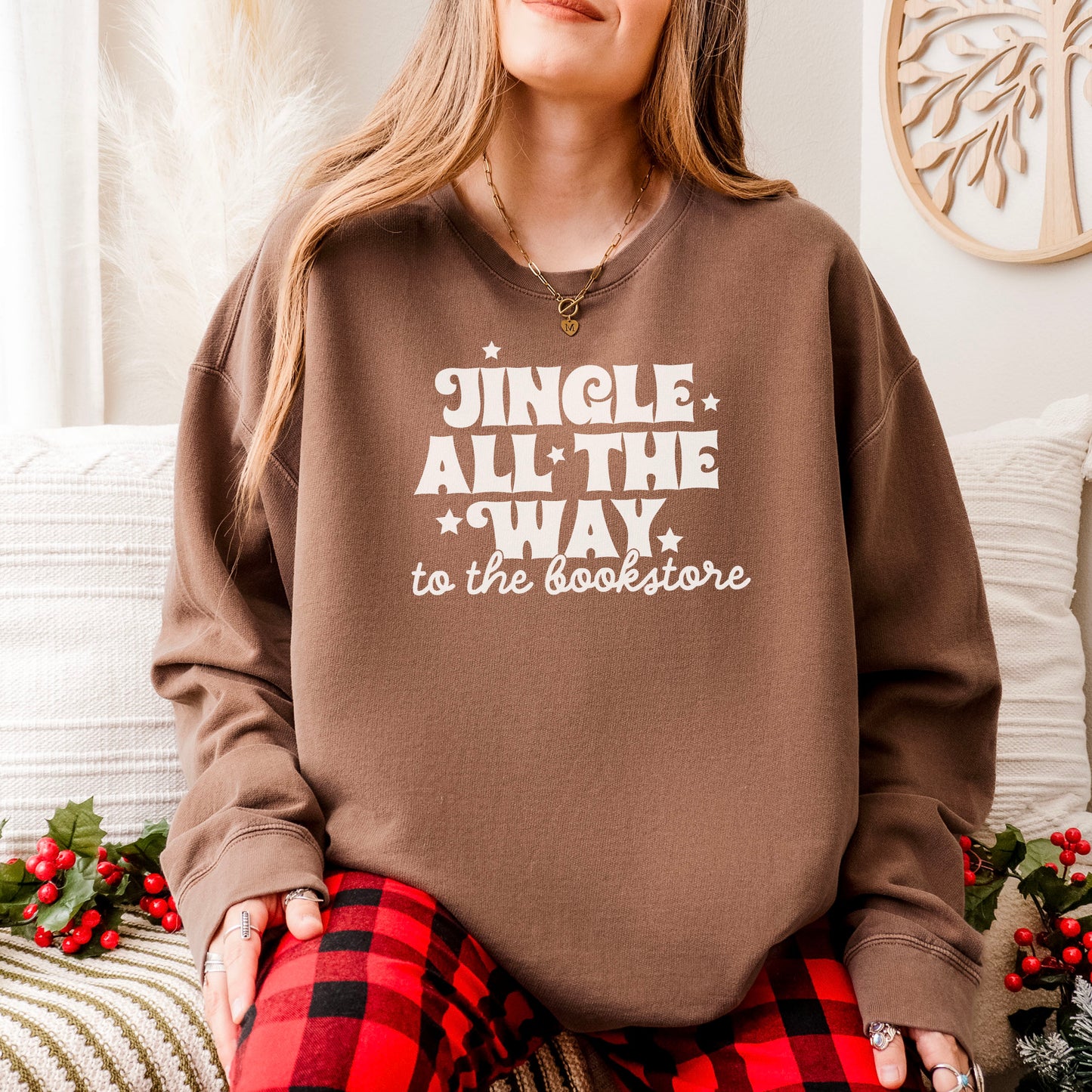 Jingle All The Way To The Bookstore Lightweight Comfort Colors Sweatshirt