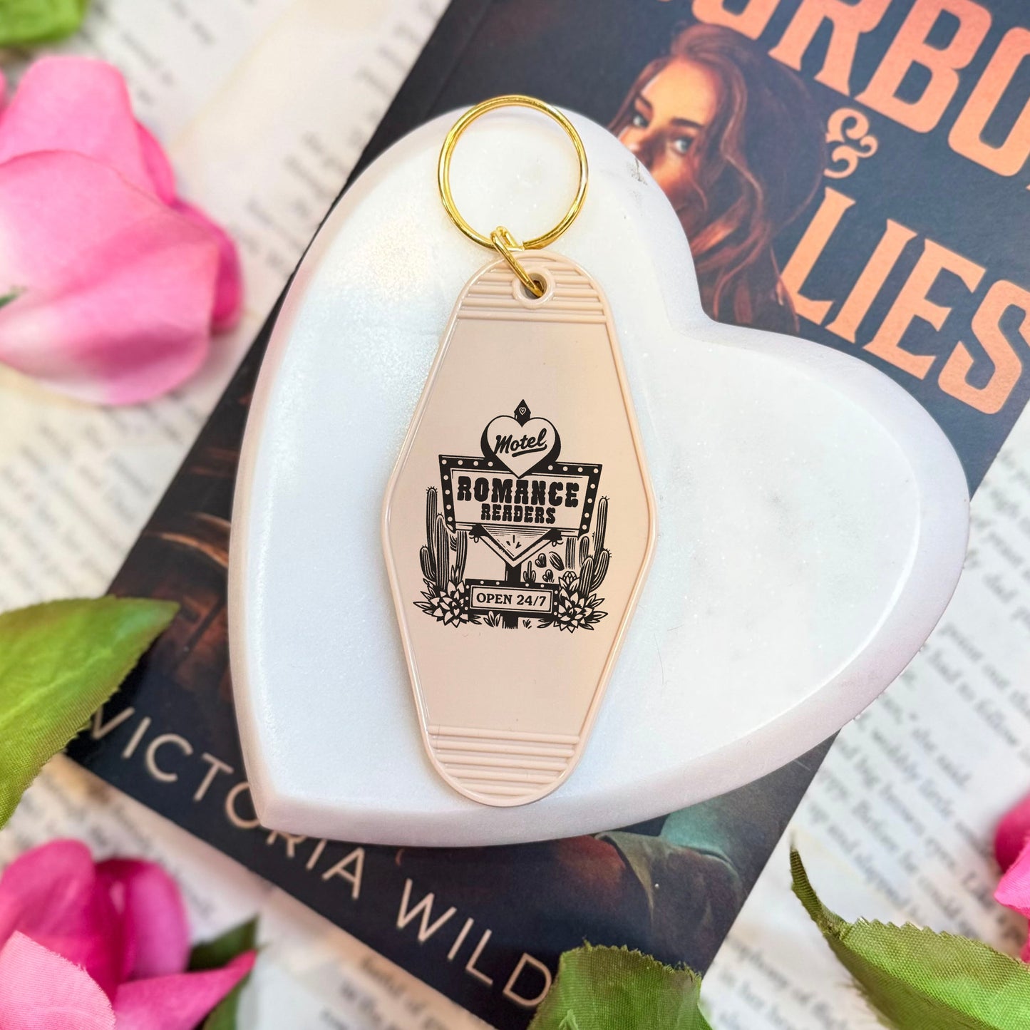 Romance Readers Motel Keychain | A Retro Bookish Accessory for Romance Novel Lovers