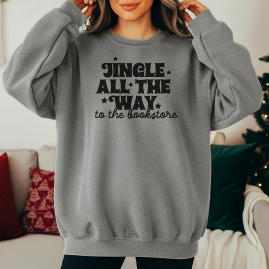 Jingle All The Way To The Bookstore Lightweight Comfort Colors Sweatshirt