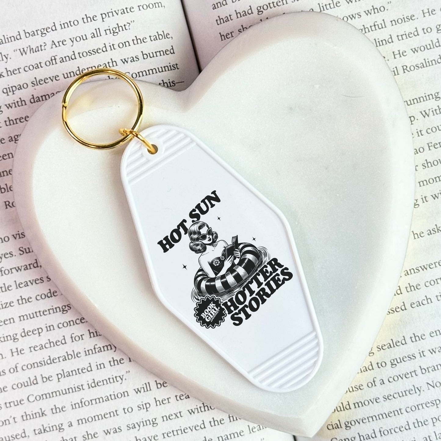 Hot Sun Hotter Stories Bookish Motel Keychain