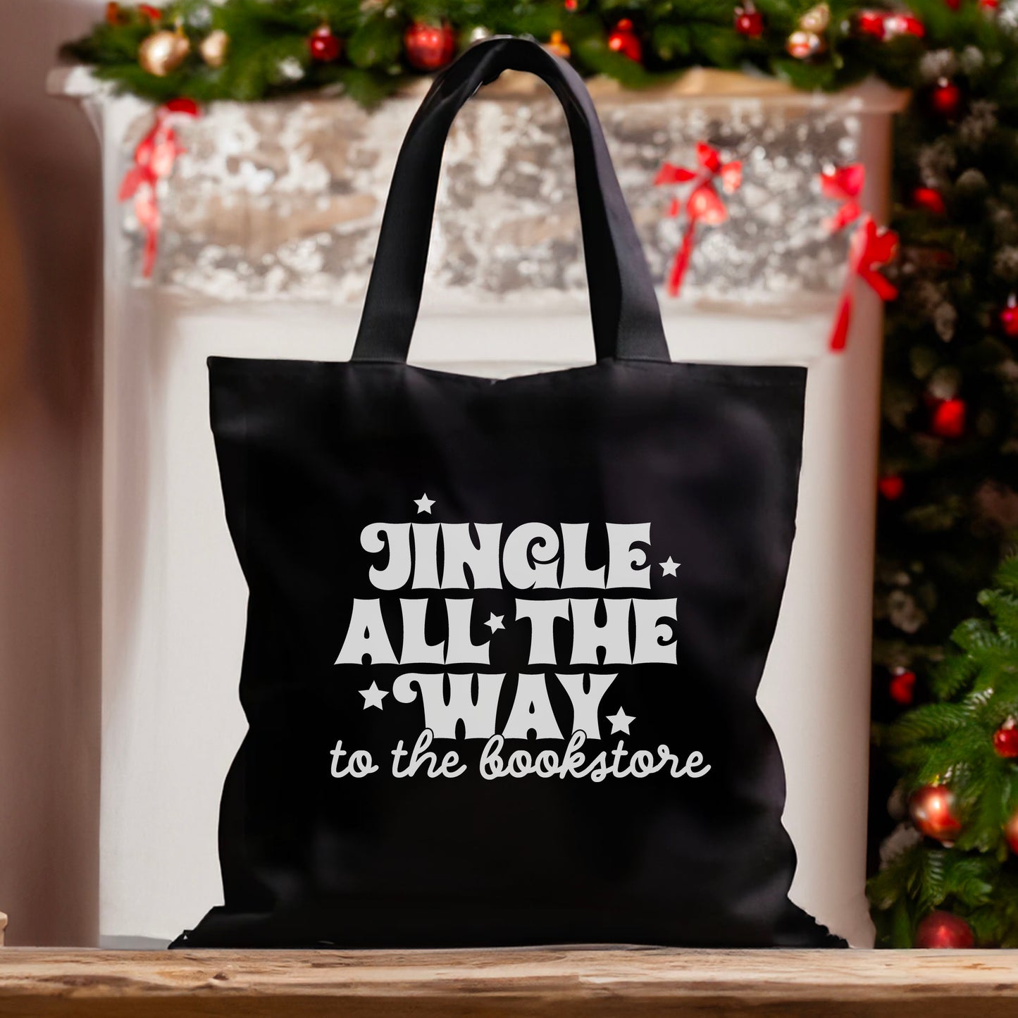 Jingle All The Way To The Bookstore Canvas Tote Bag | Bookish Christmas Collection