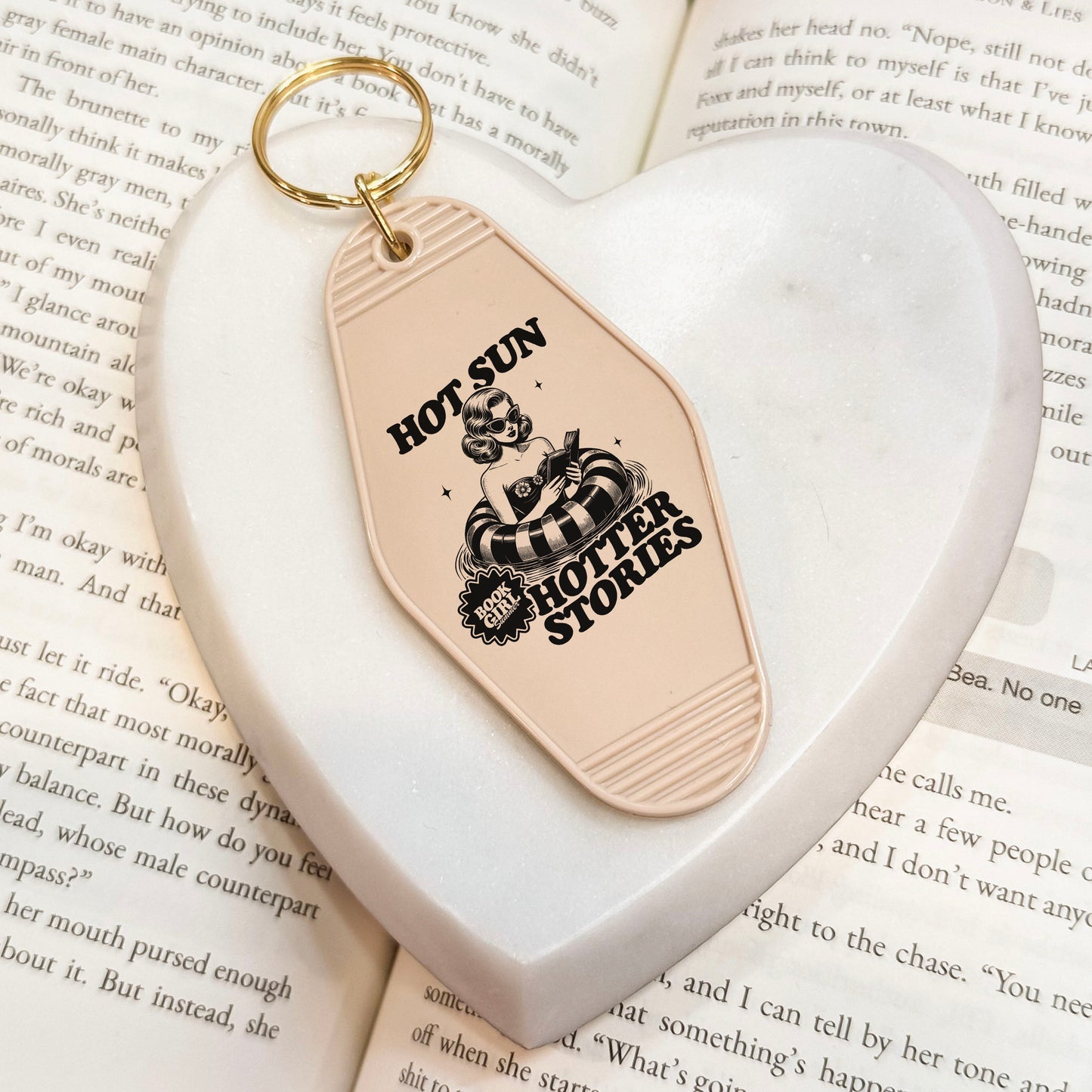 Hot Sun Hotter Stories Bookish Motel Keychain