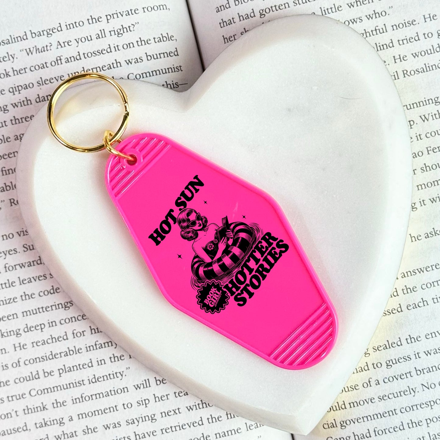 Hot Sun Hotter Stories Bookish Motel Keychain