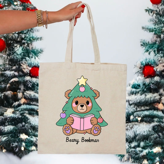 Beary Bookmas Canvas Tote Bag