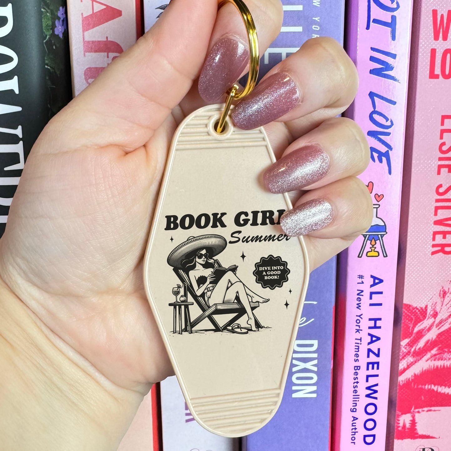 Book Girl Summer Motel Keychain