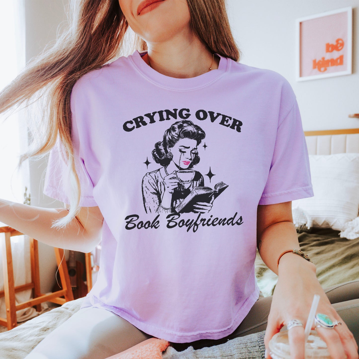 Crying Over Book Boyfriends Premium Cropped Boxy Shirt