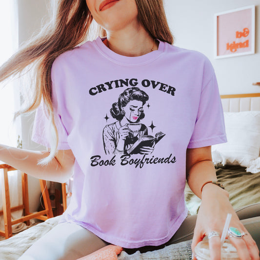 Crying Over Book Boyfriends Premium Cropped Boxy Shirt