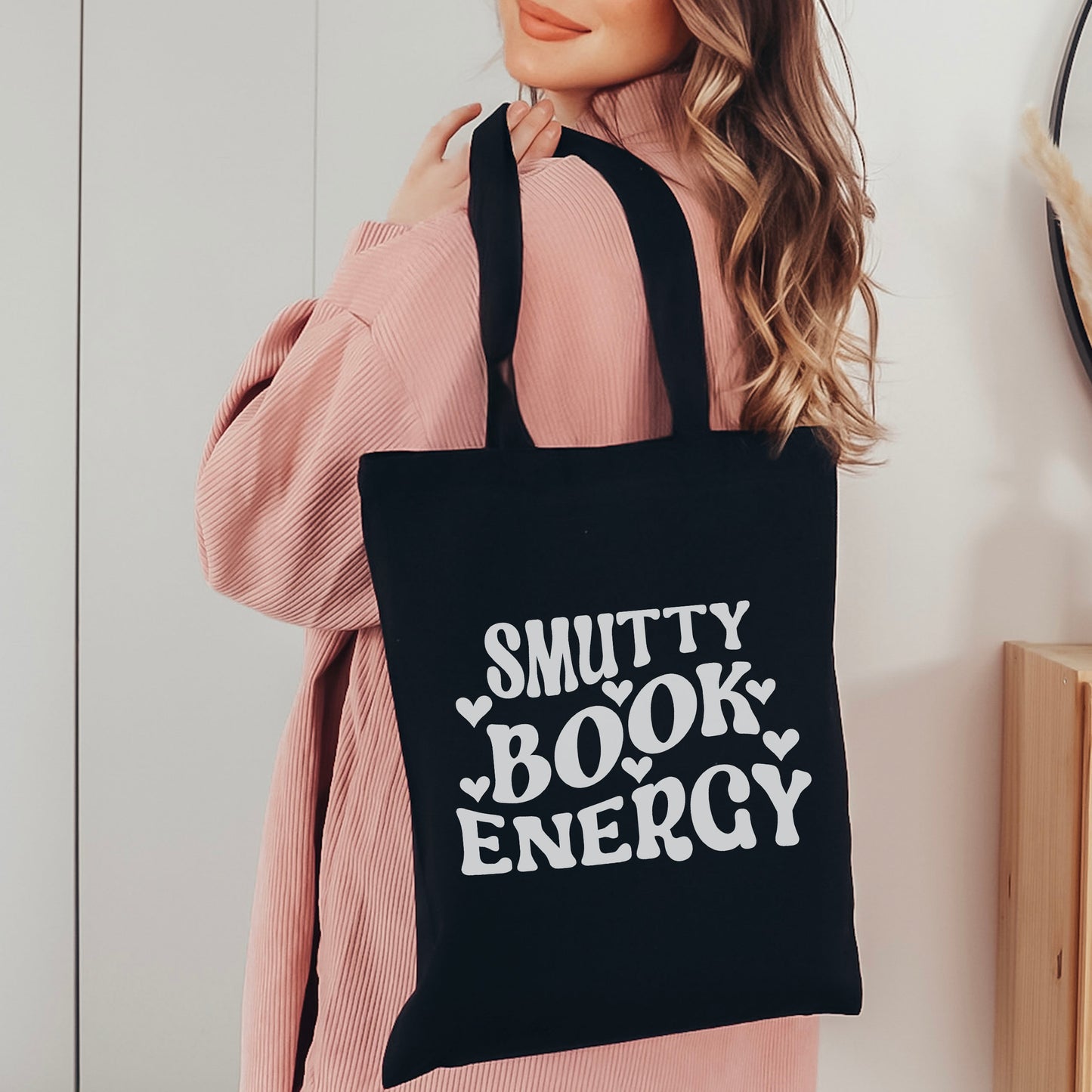 Smutty Book Energy Canvas Tote Bag Aesthetic Romance Reader Bag for Book Lovers and Spicy Romance Fans