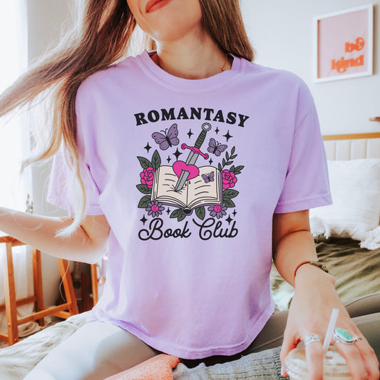 Romantasy Book Club Comfort Colors Cropped Shirt for Fantasy Readers