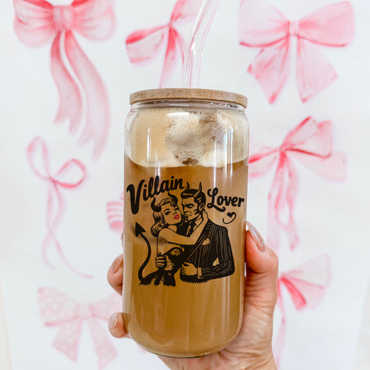 Villain Lover Bookish Clear 16oz Glass Cup