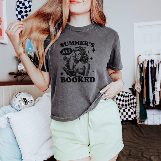Summer’s All Booked Shirt | Retro Bookish Cropped Comfort Colors Tee