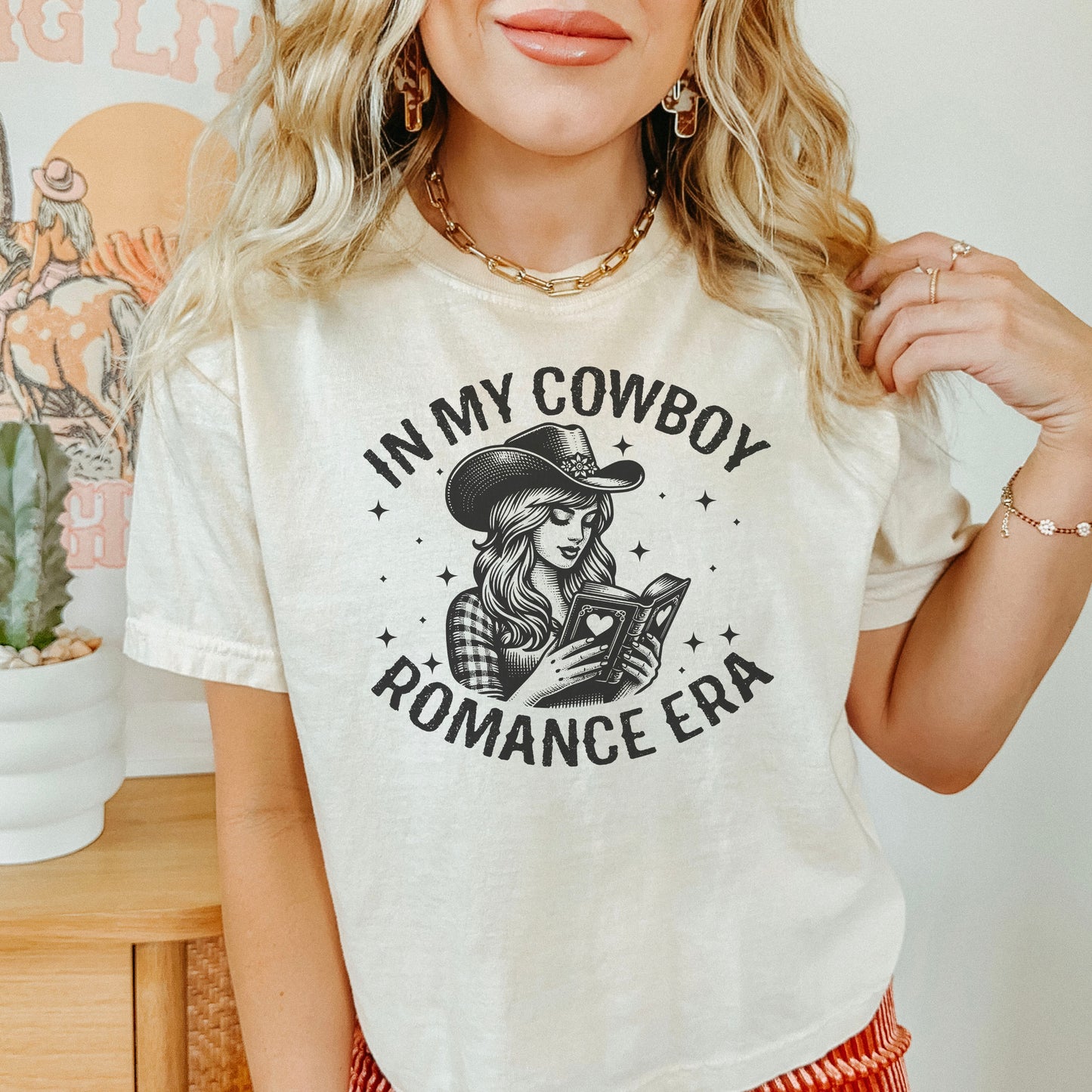 In My Cowboy Romance Era Comfort Colors Boxy Cropped Shirt
