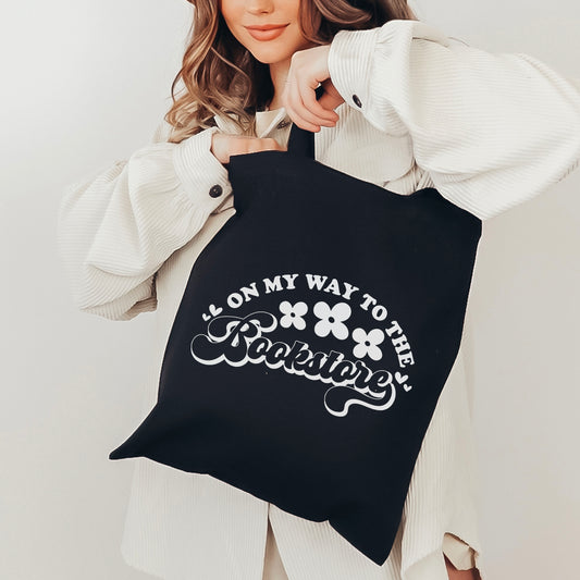 On My Way to the Bookstore Tote Bag - Natalia’s Design Studio