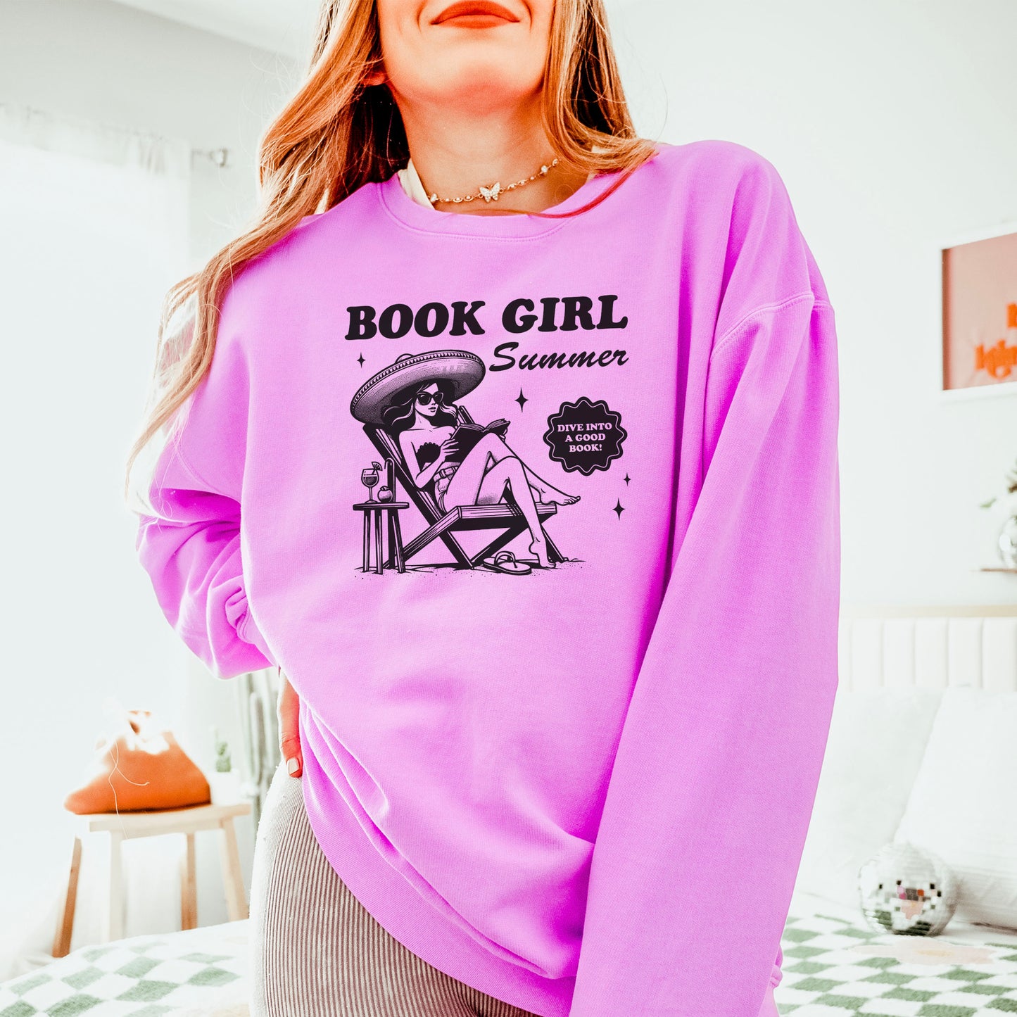 Book Girl Summer Lightweight Premium Comfort Colors Sweatshirt