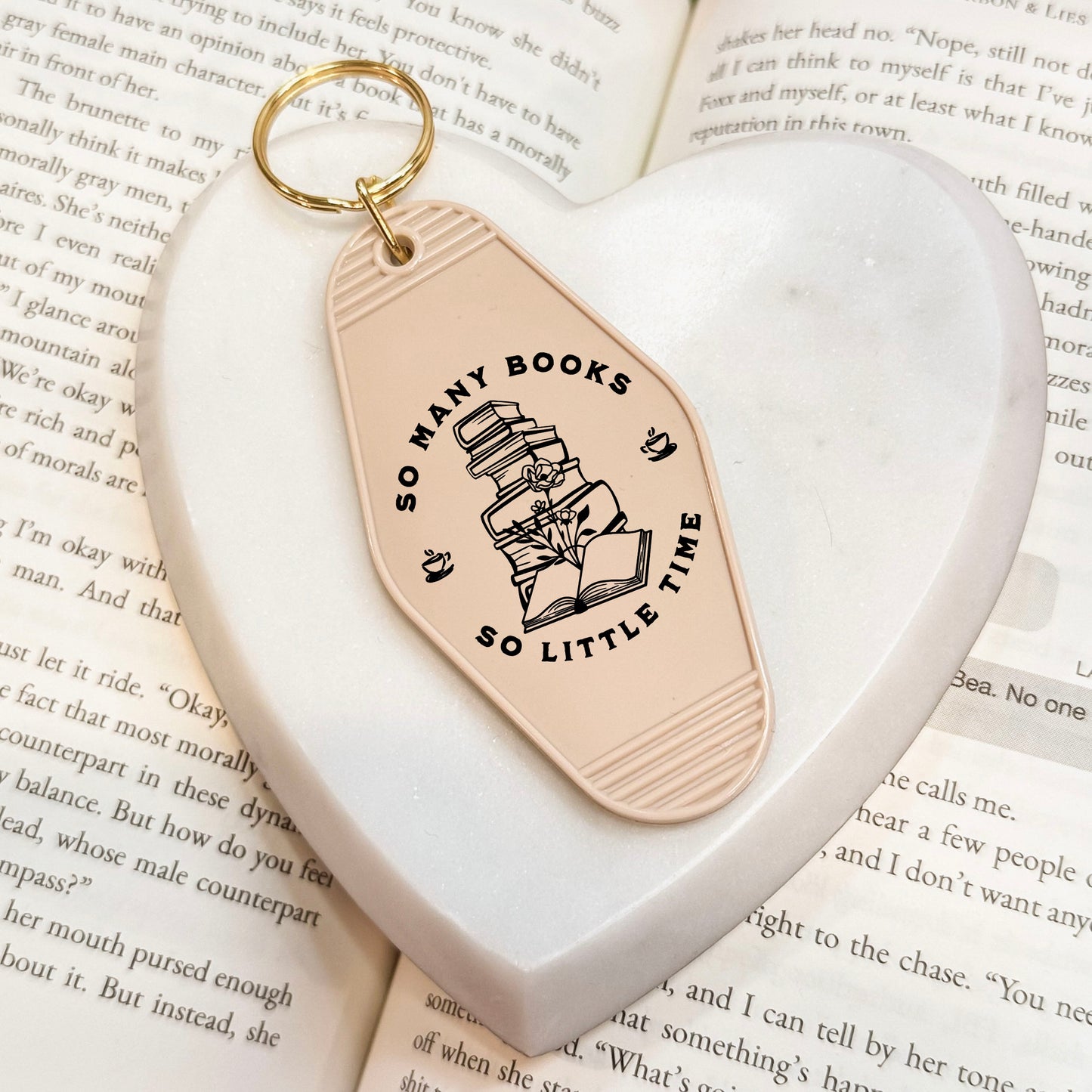 So Many Books Motel Keychain Bookish Vintage UVF Decal Keychain For Readers
