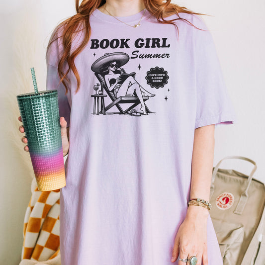 Book Girl Summer Retro Tee – Premium Comfort Colors Shirt for Book Lovers