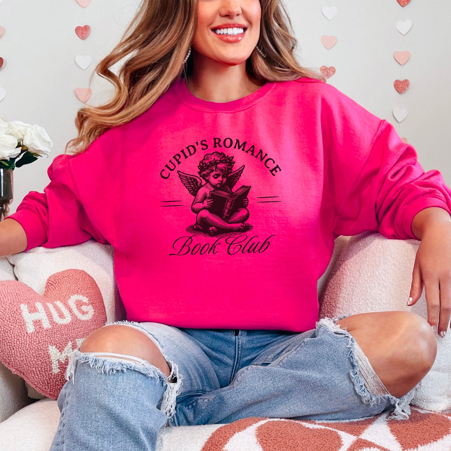 Cupid’s Romance Book Club Gildan Heavy Blend Crewneck Sweatshirt