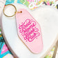 Tired Moms Book Club Retro Motel Keychain