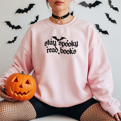 Stay Spooky Read Books Gildan Crewneck Sweatshirt