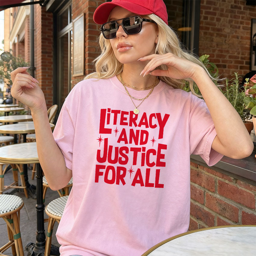 Literacy And Justice For All Heavyweight Comfort Colors Shirt