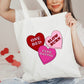Reader Candy Hearts Canvas Tote Bag