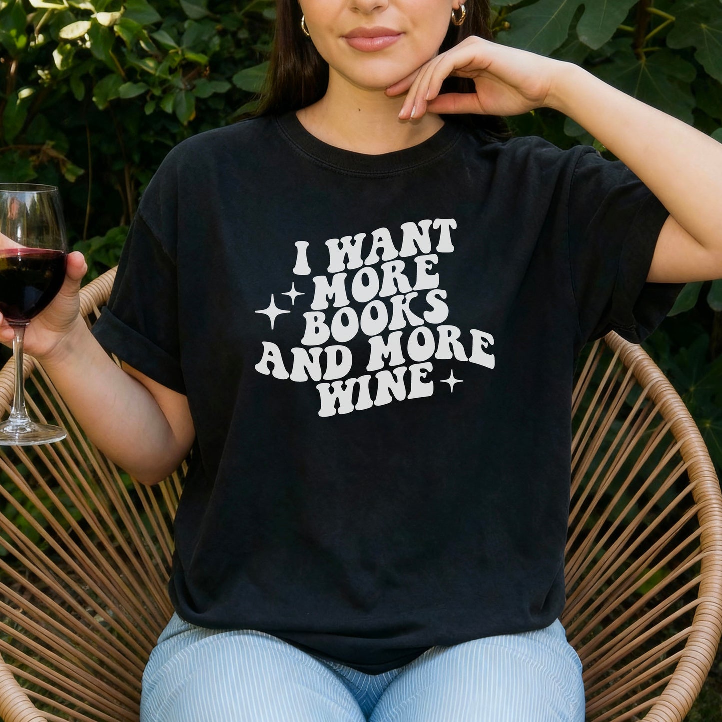 I Want More Books And More Wine Heavyweight Comfort Colors Shirt