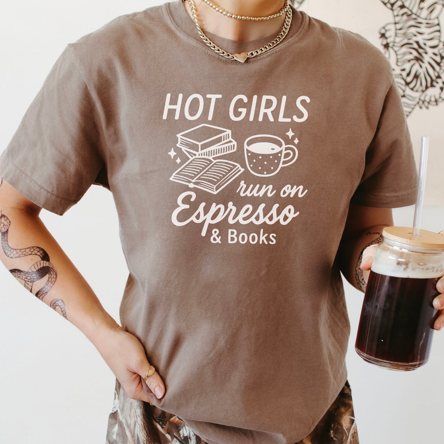 Hot Girls Run On Espresso And Books Heavyweight Comfort Colors Shirt