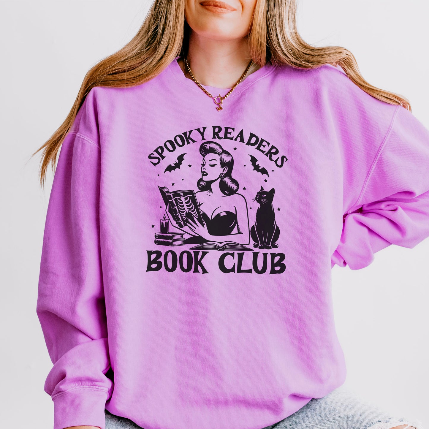Spooky Readers Book Club Lightweight Sweatshirt | Fall Bookish Comfort Colors Pullover