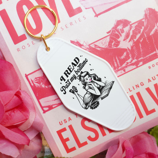 I Read Past My Bedtime Motel Keychain