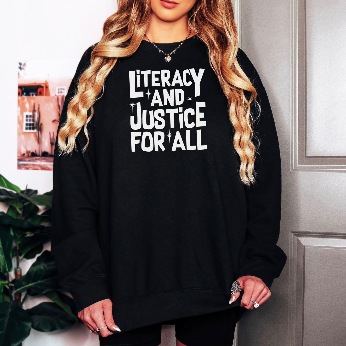 Literacy And Justice For All Lightweight Comfort Colors Sweatshirt