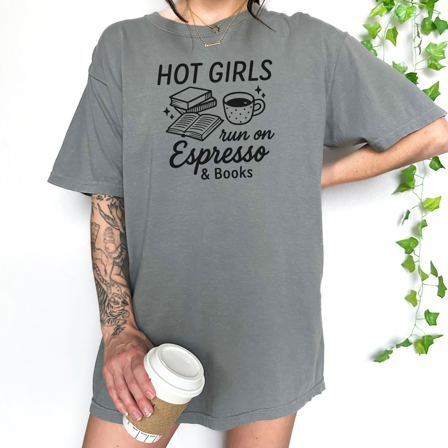 Hot Girls Run On Espresso And Books Heavyweight Comfort Colors Shirt