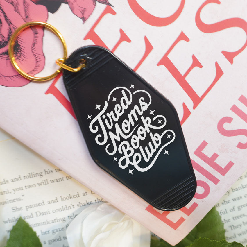 Tired Moms Book Club Retro Motel Keychain