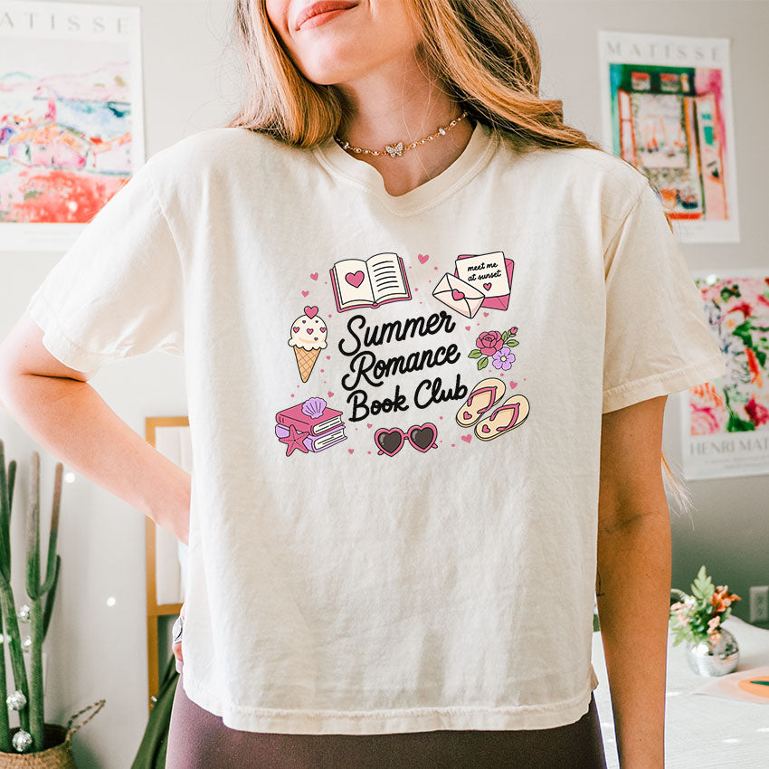 Summer Romance Book Club Heavyweight Comfort Colors Boxy Cropped Shirt