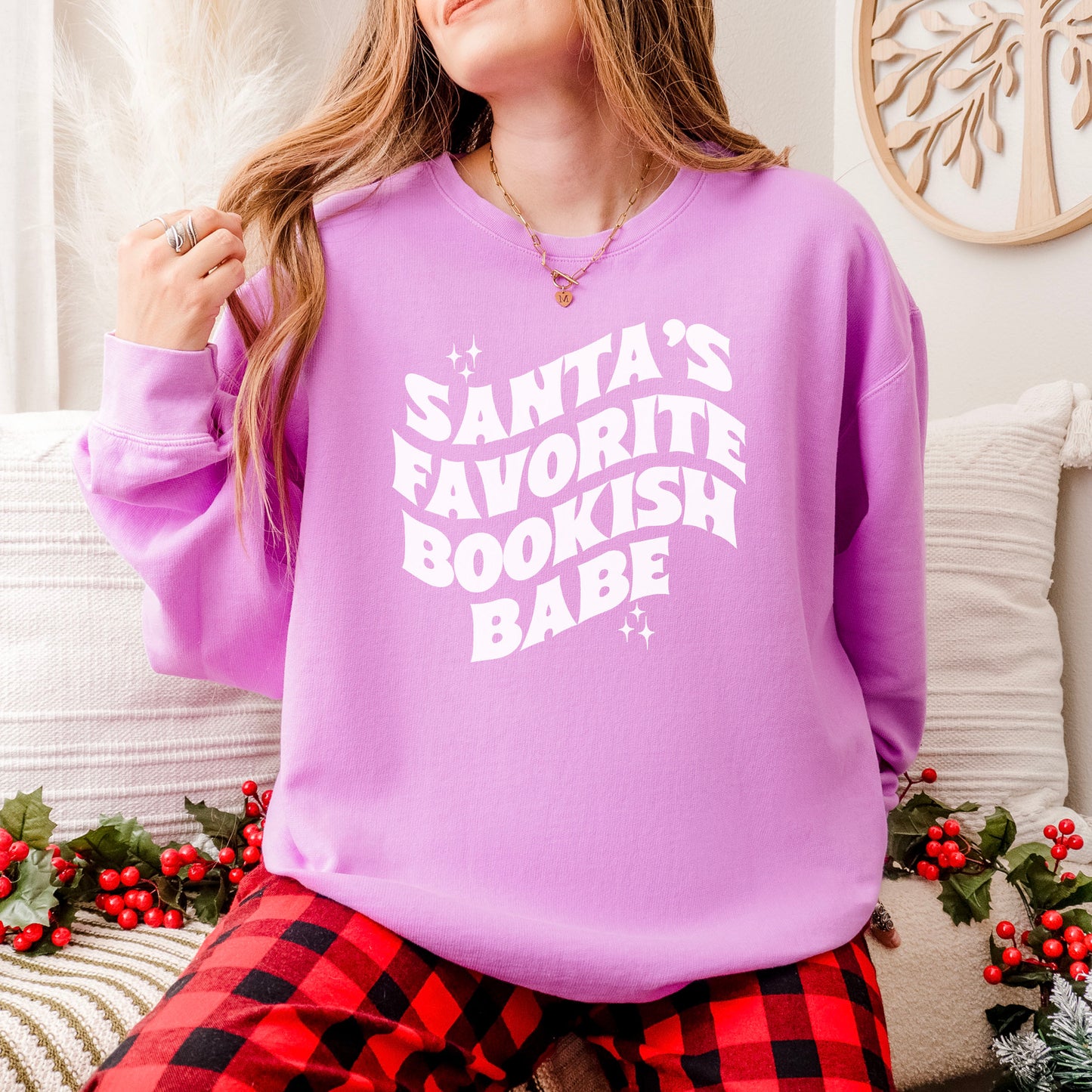 Santa’s Favorite Bookish Babe Lightweight Comfort Colors Sweatshirt