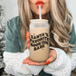 Santa’s Favorite Bookish Babe Frosted Glass Cup w/Bamboo Lid & Straw
