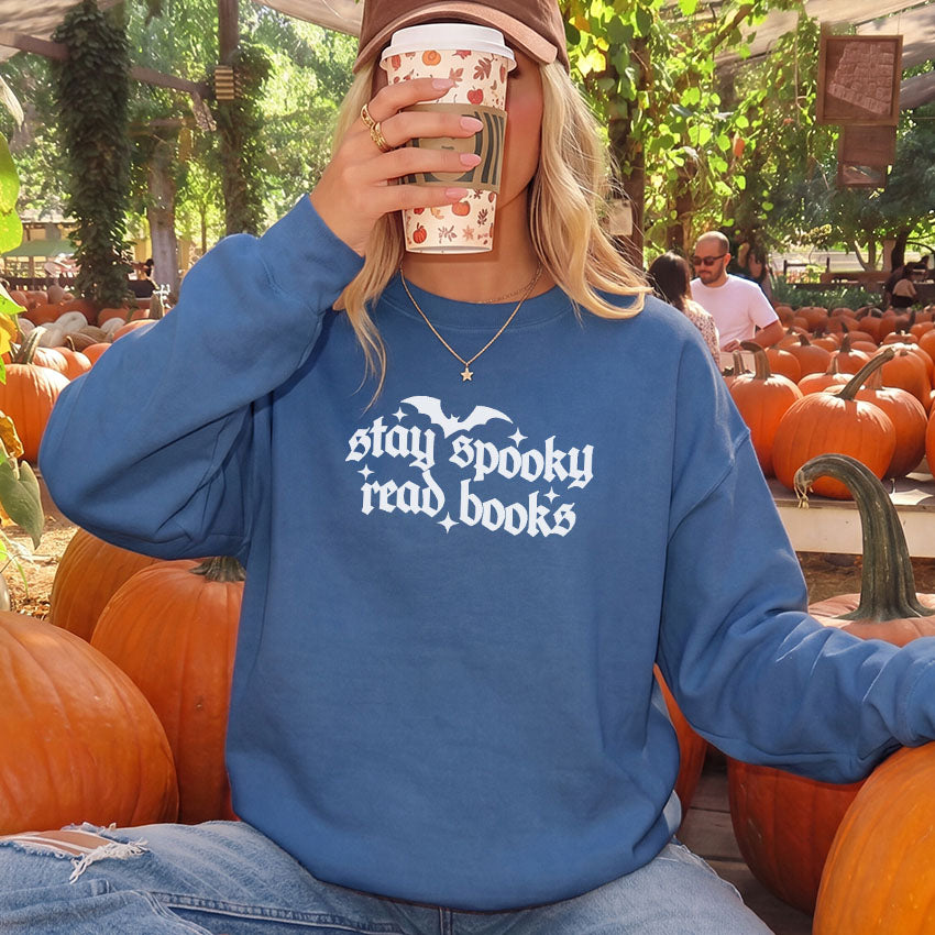 Stay Spooky Read Books Gildan Crewneck Sweatshirt