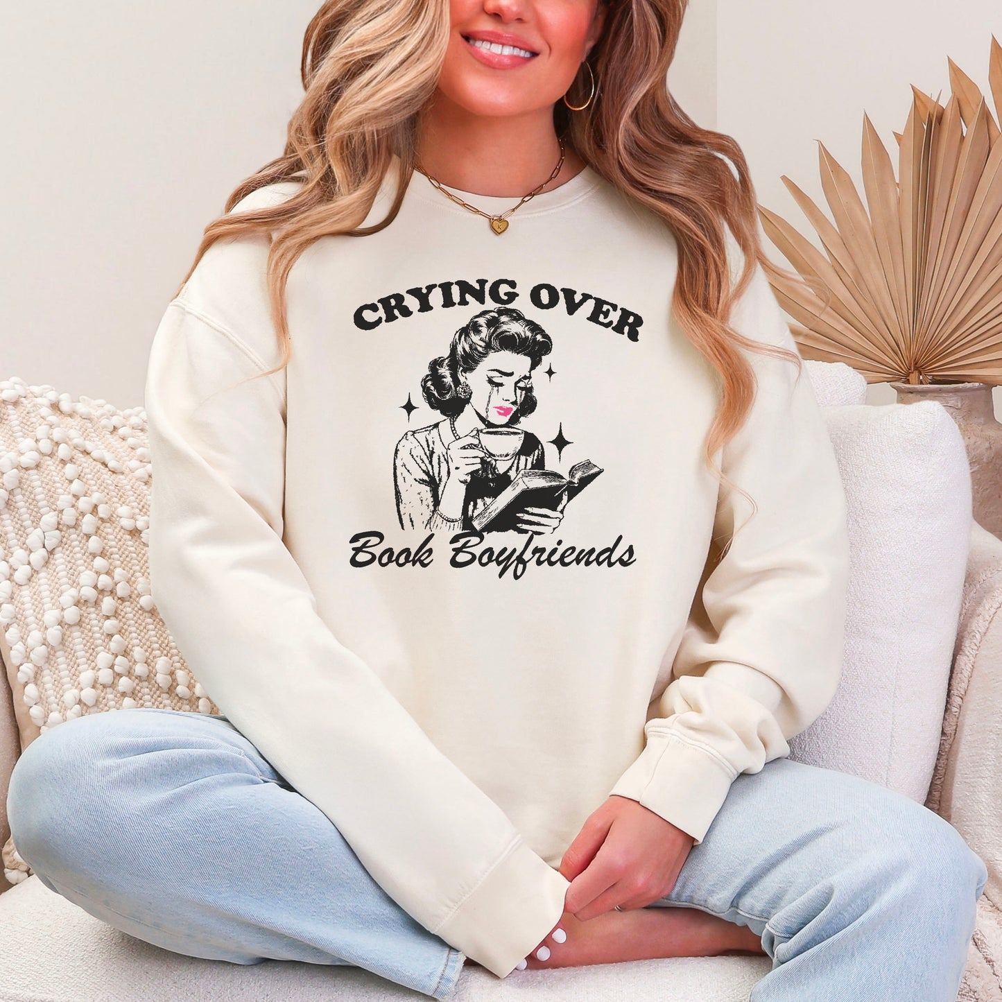 Crying Over Book Boyfriends Lightweight Comfort Colors Sweatshirt