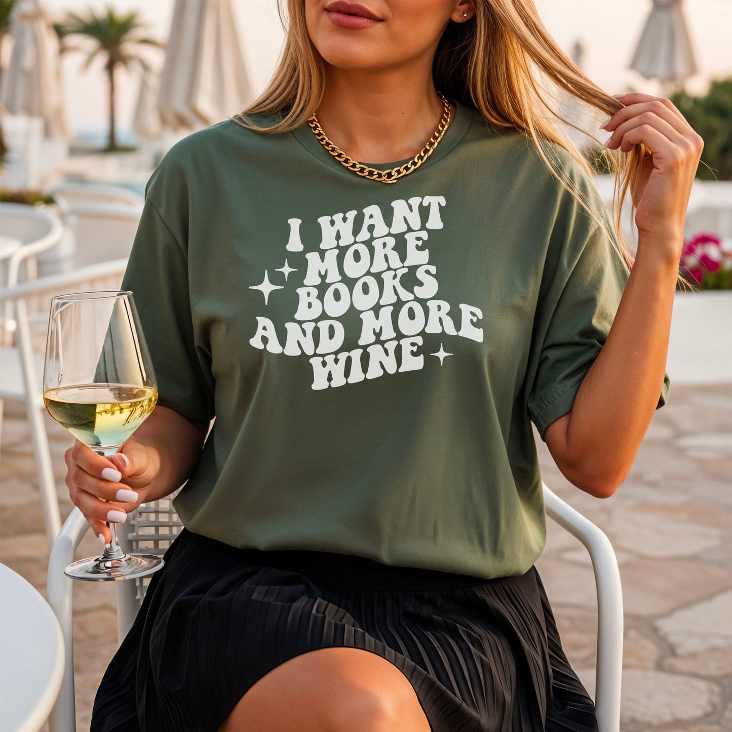 I Want More Books And More Wine Heavyweight Comfort Colors Shirt
