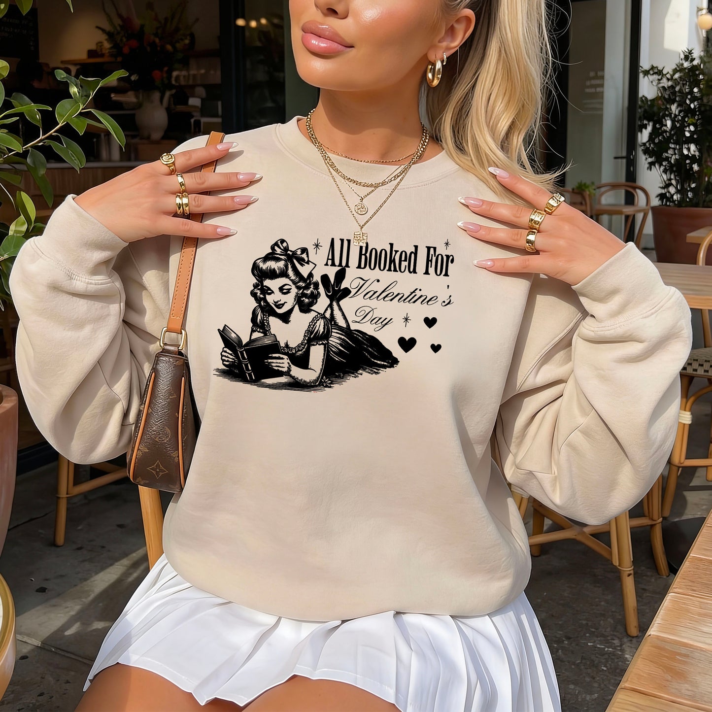 All Booked For Valentine’s Day Gildan Crewneck Sweatshirt