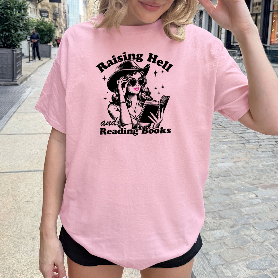 Raising Hell And Reading Books Gildan Softsyle Shirt