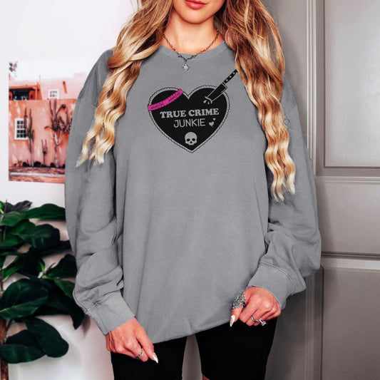 True Crime Junkie Lightweight Bookish Comfort Colors Sweatshirt
