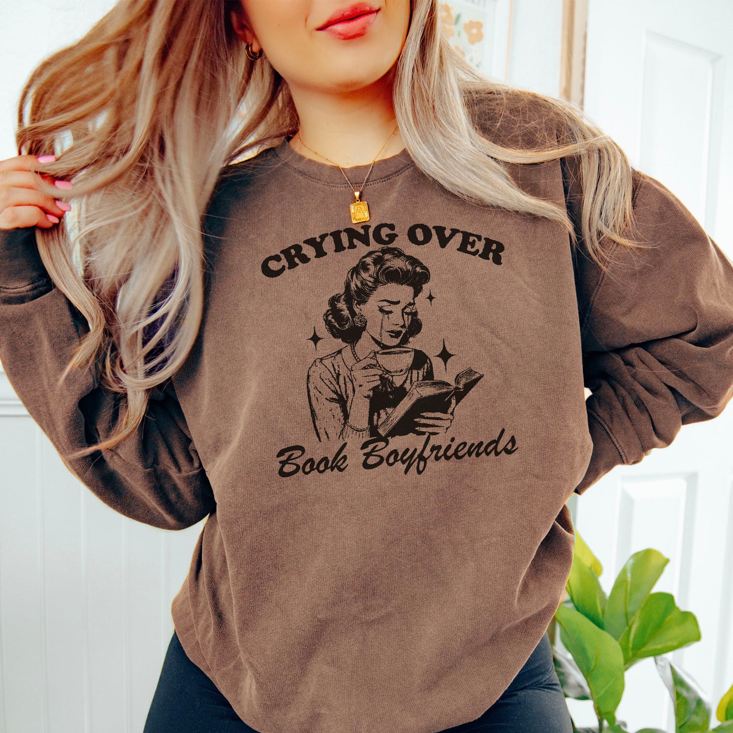 Crying Over Book Boyfriends Lightweight Comfort Colors Sweatshirt