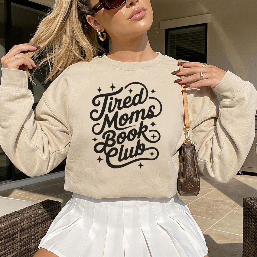 Tired Moms Book Club Gildan Crewneck Sweatshirt