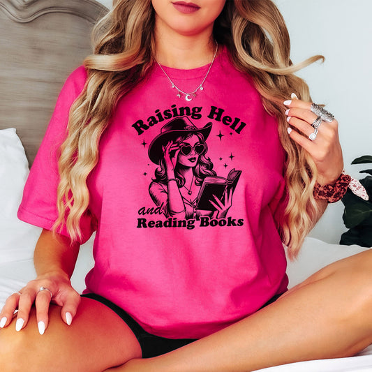 Raising Hell And Reading Books Gildan Softsyle Shirt