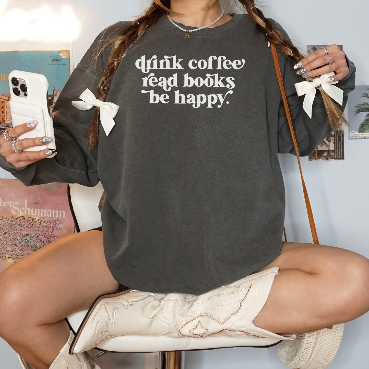 Drink Coffee Read Books Be Happy Lightweight Comfort Colors Sweatshirt