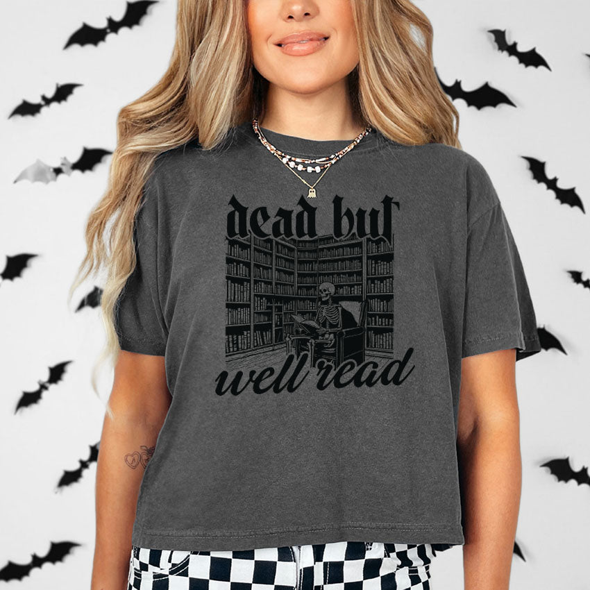 Dead But Well Read Heavyweight Comfort Colors Boxy Cropped Tee