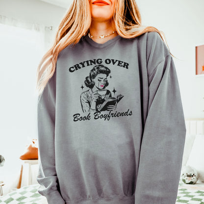 Crying Over Book Boyfriends Lightweight Comfort Colors Sweatshirt
