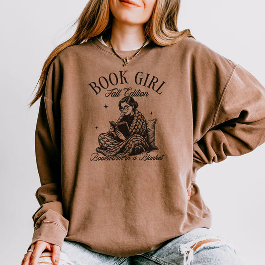 Book Girl Fall Edition - Comfort Colors Lightweight Sweatshirt | Cozy Reading Essential