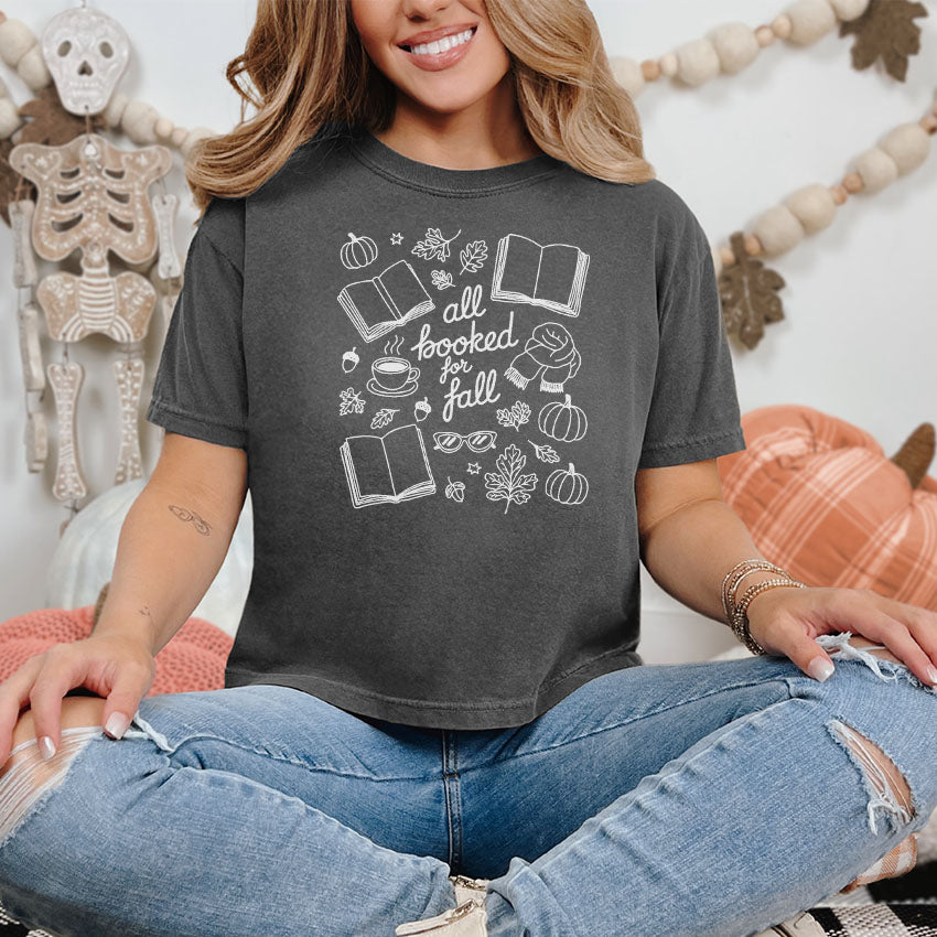 All Booked for Fall Heavyweight Comfort Colors Boxy Cropped Tee