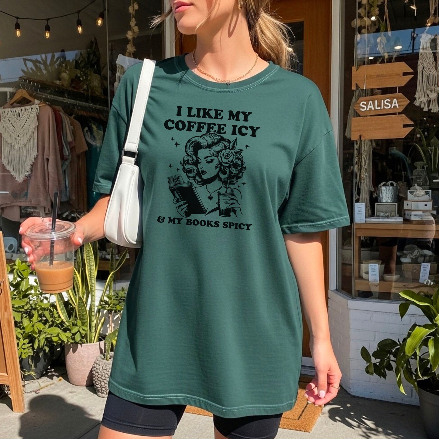 I Like My Coffee Icy & My Books Spicy Heavyweight Comfort Colors Shirt